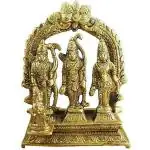 RSD Gold Brass Lord Rama, Laxman and Sita Religious Indian Art Statue (22 x 11 x 20 cm)