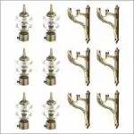 GLOXY ENTERPRISE Aluminium Double Diamond Curtain Brackets Parda Holders with Support Fittings 1 Inch Rod Pocket Finials Designer Door and Window ( Antique 3 Pair)