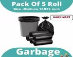 HAWK MART Black Biodegredable Disposable Premium Quality Bag /Trash Bag/ Dustbin Bag/ Medium Size / Roll Size -19*21[150 Bags]-Pack Of 5