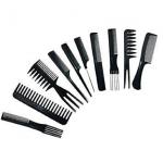 ShopiMoz Professional Multipurpose 10 Pcs Hair Comb Set Hair brush for Hair Cutting and Styling (BLACK)