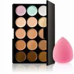 GOLD MAX Contour Concealer Palette and Makeup Blender Puff (Pack of 2)
