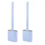 CLEANADO Silicone Flex Anti-drip No-Slip Long Handle Soft Bristle Toilet Brush with Slim Holder Set and (Pack of 2)