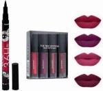 BUYTYA Long Lasting Sketch Liquid Smudgproof Black 36 Hrs Eyeliner And Red Edition Lipstick (Set Of 4)