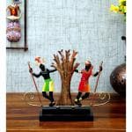 Shree Nagnechi Arts Iron Handpainted Tribal Couple Showpiece (L*H)35.56*27.94CM