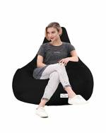 RnS Rest 'n' Sleep Tear Drop Bean Bag, Faux Leather Bean Bag Chair Filled with Beans (XXXL, Black)