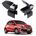Oshotto PU Leather AR-01 Car Armrest Console Box Compatible with Honda Brio - Black