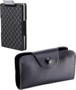 StealODeal Black Slim Money Holding RFID Front Pocket Smart Cases -Leather 15 Card Holder (Set Of 2)