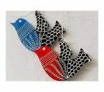Aarya Ovation Multicolor Wooden Handicraft Decorative Bird Wall Hanging 12 cm (Pack of 2)