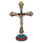 Idol Collections Multicolor Brass Cross Jesus Idol Christ Crucifix Catholic