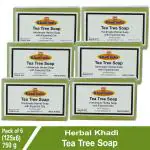 Herbal Khadi NATURAL TEA TREE SOAP High Grade Tea Tree Essential Oil, Nourishing, Brightening, Antibacterial and Antifungal Herbal Soap for Men & Women (Pack of 6) (750 g)