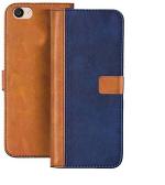 Clickaway Flip Cover for Vivo V5 Plus Genuine Leather With Viewing Stand & 3 Card Holder (Antique Double Shade) Multi-Coloured