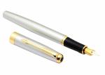 Ledos Silver Metal 388 Success Fountain Pen Body with Trims Dual Tone Fine Nib