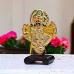 KridayKraft Shri Banke Bihari ji Vrindavan Maharaj Krishna Laddu Gopal with wodan Base Metal Statue Showpiece Figurines,Religious Idol Gift Article.