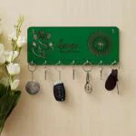 Webelkart Premium Ganesha Home is Our Happy Place Wooden Key Holder for Home and Office Décor (Green)