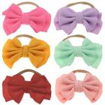 Bembika Multicolor Cotton Soft Cute Turban Jumbo Bow Infant Headband For Girls (Pack Of 6)