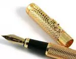GOLD LEAF Jinhao New Golden Dragon Red Crystal Eyes Fountain Pen with Push in Style Ink Converter