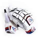 VONZER Sports Leather Right Hand Cricket Batting Gloves for Men (WHITE)
