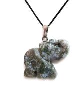 Astroghar natural Tree Agate Dendritic Agate Elephant Shaped Base Metal Crystal Pendent For Men And Women