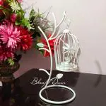 Blissful Decors Metal Hanging Bird cage Tealight Candle Holders with Stand Candle Lamp Tea Light Holder | Candles Decorations Lights Home Decor Metal Bird Cage Tea Light Holder (1) (White)