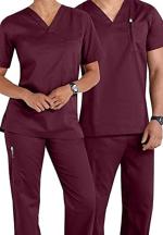 JRD Unisex Scrub Suit With Customize Name Print Option V-Neck Top and Cargo Type Trouser (Medical scrub suit-MN-XL)