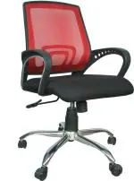 Rajpura Black, Red Fabric Medium Back Revolving Chair with Centre Tilt mechanism