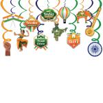 Festiko Set of 24 Pcs Happy Independence Day Swirls With Cutouts, Hanging Decoration Supplies, Independence Day Decoration Combo