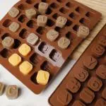 BAKEMO Silicone Chocolate Mold I48 cavity Alphabet Letter Number Math Sign 3D Fondant Silicone Candy Tray Mould I Molds for Handmade DIY Dessert, Pastry, Cupcake, Ice Cream, Decoration Tools Pack of 1