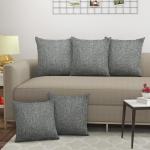 Stuffique Grey Jute Cushion Covers - 16 X 16 Inch (Pack Of 5)