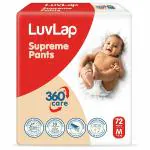 LuvLap Supreme Diaper Pants Medium 7 to 12Kg, 72 Pcs, 360 Degree kin care with 10 million breathable pores, Aloe Vera for superior Rash prevention, upto 12hr protection, 5 layer super light core