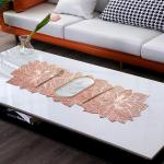 Dakshya Industries Flower Design Soft PVC Table Runner for Dining Table With Waterproof ( Copper )