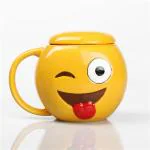 BonZeaL 3D Ceramic Emoji Mug Wink Eye Tongue Coffee Tea Cup 500 ml