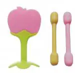Enorme Silicone Apple Fruit Shape Teether with Dumbler / Sticks Teether For Babies