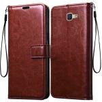 Tingtong Vintage Leather Finish Flip Cover for Samsung Galaxy J5 Prime | Inside Pockets & Inbuilt Stand | Wallet Style Back Case | Magnet Closure (Brown)