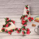 DULI Artificial Dark Pink Rose Creeper Vine Garland for Home Decoration 8 Feet