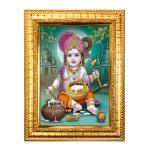Hawai Bal Gopal Krishna Engineered Wood Wall Hanging Photo Frame for Worship Use 8.5x7inch SFDI278GLDFRM