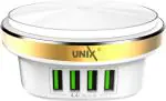 Unix 4.4 A Multiport Mobile 4 USB DESKTOP CHARGER | LED BESIDE LAMP | NIGHT LIGHT Charger with Detachable Cable  (White)