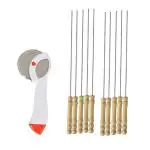 Blue Wonder Stainless Steel Apex Pizza Cutter With Wooden Sikhe Set and (Multicolour, Pack of 2)