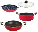 Nirlon 4 pcs of Red Non-stick Aluminium Kitchenware Cooking Utensil Combo Set