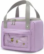 House of Quirk Insulated Reusable Lunch Bag Three-Layer Thick(Purple Bee)