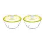 Sanjeev Kapoor Kingston High Borosilicate Mixing Bowl Set of 2 PC 1000 ML - Green Lid