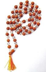 Feel Touch Mart Rudraksha Mala Hand Knotted Original Transparency Sphatik for Men & Women for IGL Lab Certified