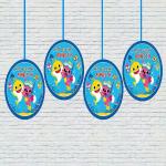 wow party studio personalized ceiling hangings danglers with birthday boy/girl name (12 pieces)- Multi color
