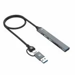 Portronics Mport 31 Plus USB 3.0 Hub (5-in-1) with USB & Type-C Dual Plugs, Upto 5 Gbps High Speed, USB 3.0, 2-Port USB 2.0 & SD/microSD Card Reader for Laptop, PC, Mac, Smartphone,