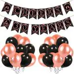 Zyozique 30th Birthday Decorations Cheers to 30 Years 30th Birthday Banner with Swirls and Balloon for Men Women Rose Gold Backdrop Wedding Anniversary Party Supplies Decorations
