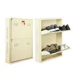 Laxmi KAPAT 2 Door Metal Shoe Rack Wall Mounted Shoe Rack Shoe Organiser (Ivory - 28 X 20 X 6 Inch)