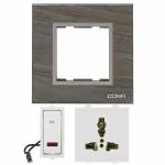 CONA Combo Set of STATUS-Switch, Socket and 3M Modular Plate- 9251-1 Way Modular Switch 6A White,9506-3Pin Universal 6/16A SocketA White and 10503-Classic Single 3M Modular Plate