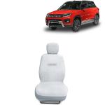 Kingsway Towel Fabric Car Seat Covers for Maruti Suzuki Vitara Brezza, 2020 - 2022 Model, Material: 100% Cotton, Color : White, Complete Set of All Seats (Car Specific Front + Rear Seat Covers)