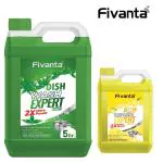 Fivanta Long-Lasting Refreshing For All Utensils Dishwashing Liquid Gel 6L (Lemon 1L + Neem 5L)