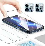 Fabekee Transparent Tempered Glass Screen Guard Protector With Camera Lens Protector For Iphone 13 Pro (Pack Of 4)