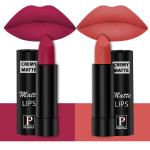 PERPAA Creamy Matte Lipstick Combo Set Of 2 Bright Long Stay Intense Color 3.5gm Each|Ruby Magenta,Velvet Orange